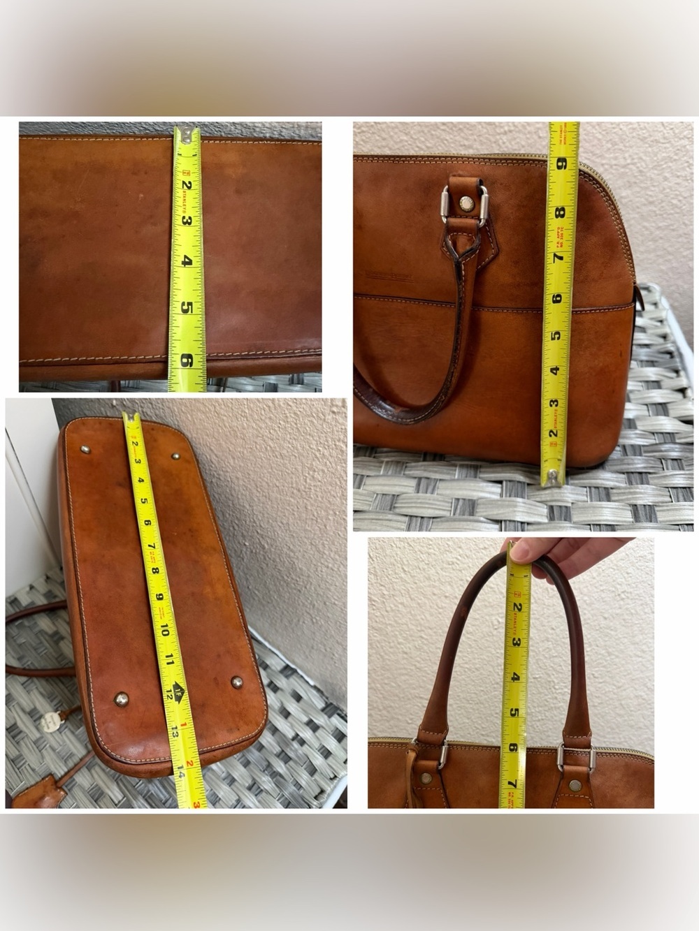 Vintage Dooney & Bourke Brown Alto Leather Zip Zip Dome Satchel Cognac - Picture 7 of 16